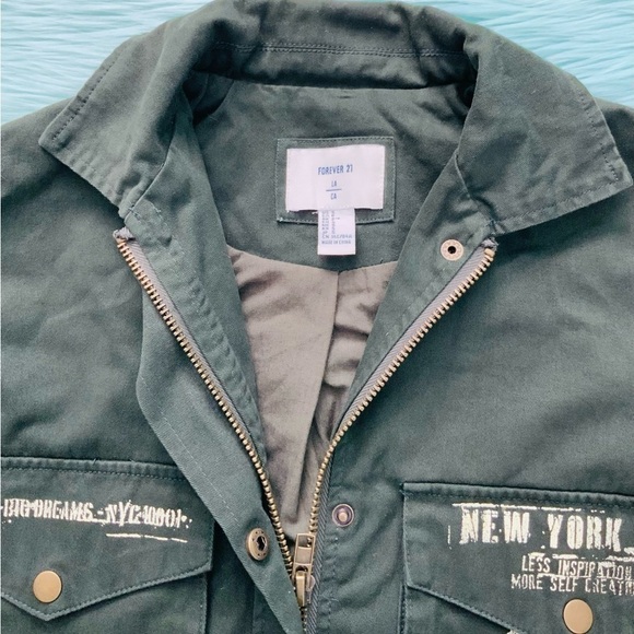 Forever 21 Long Olive Green Heavyweight Shirt - Picture 5 of 7